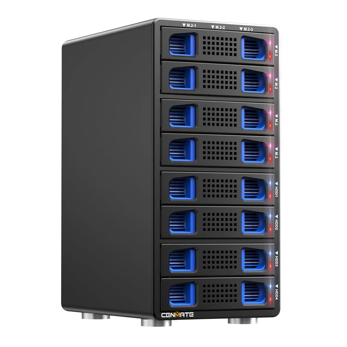 AUTENS AUTENS CENMATE Hybrid 4×2.5/3.5" SATA + 12× M.2 NVMe Enclosure with Fan, USB 3.2 Gen 2 — product photo