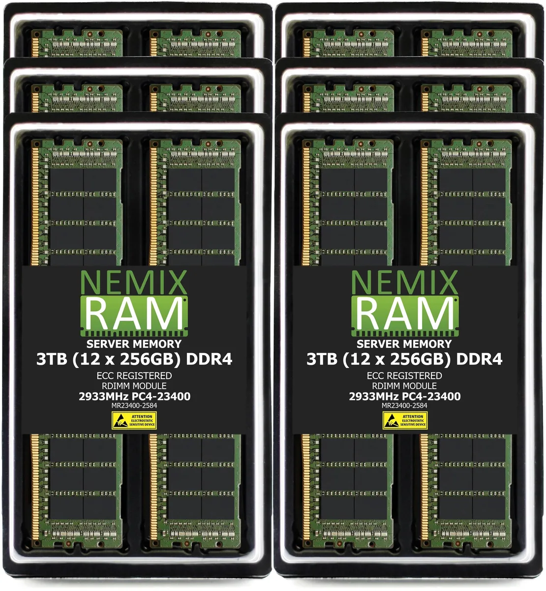 NEMIX RAM NEMIX RAM 3TB (12 x 256GB) DDR4 2933MHz PC4-23400 8Rx4 ECC RDIMM Server Memory Kit — product photo