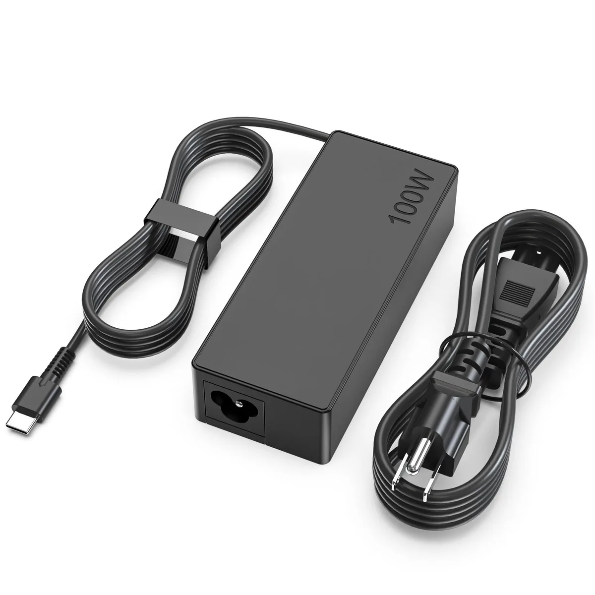 Black rectangular USB-C power adapter with 7.2ft cable