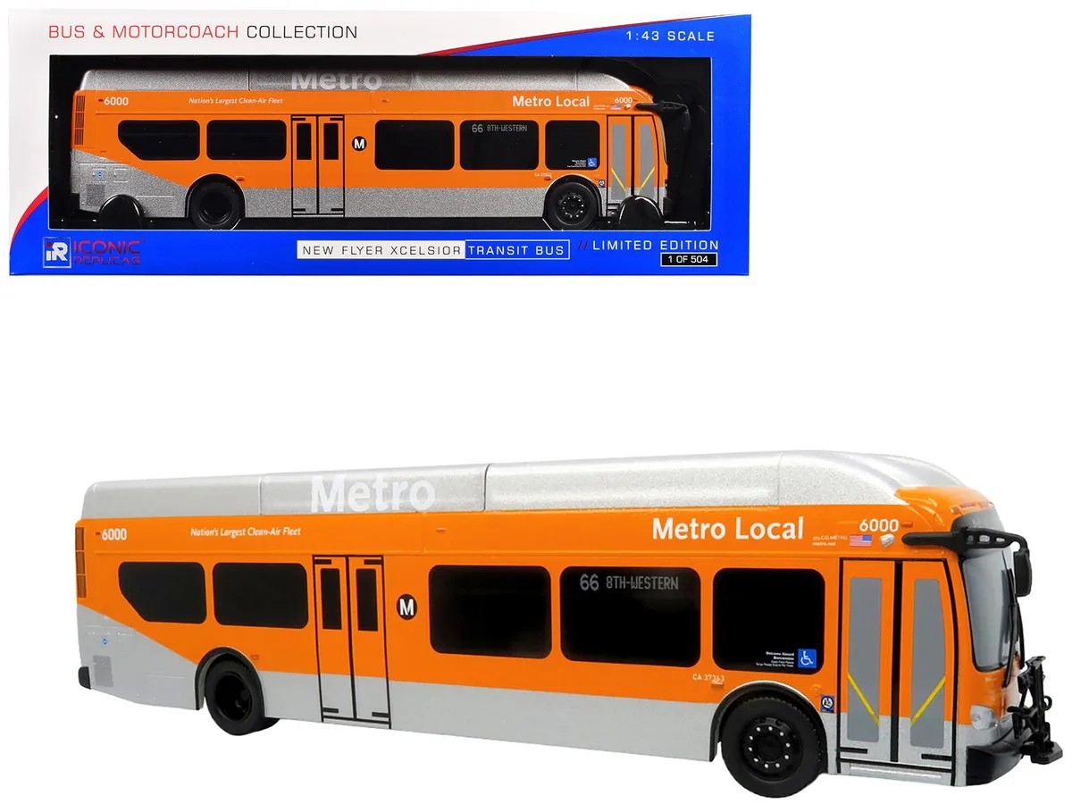 Iconic Replicas Iconic Replicas New Flyer Xcelsior LA Metro Bus Bank 1/43 Limited 504 — product photo
