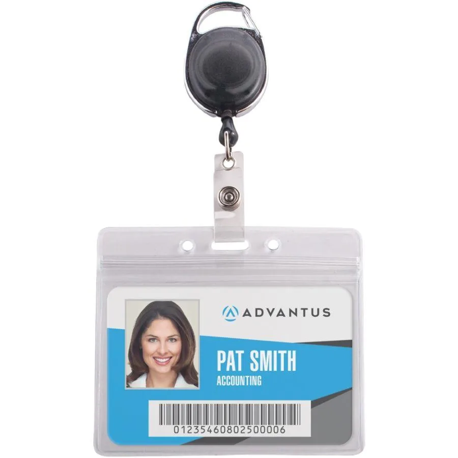 Advantus Advantus AVT91130 Badge Reel Holder Combo Pack 10 Pack Horizontal Vinyl 3.75x4.13 Black Clear — product photo
