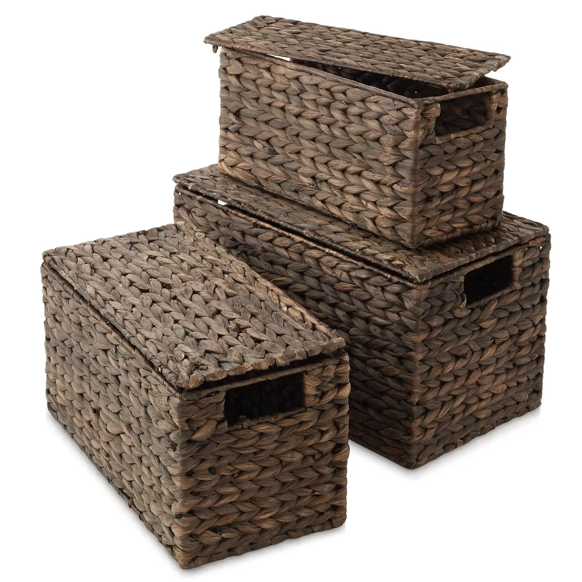 Casafield Casafield STO-S6183-BRN 3-Piece Water Hyacinth Basket Set, Brown — product photo