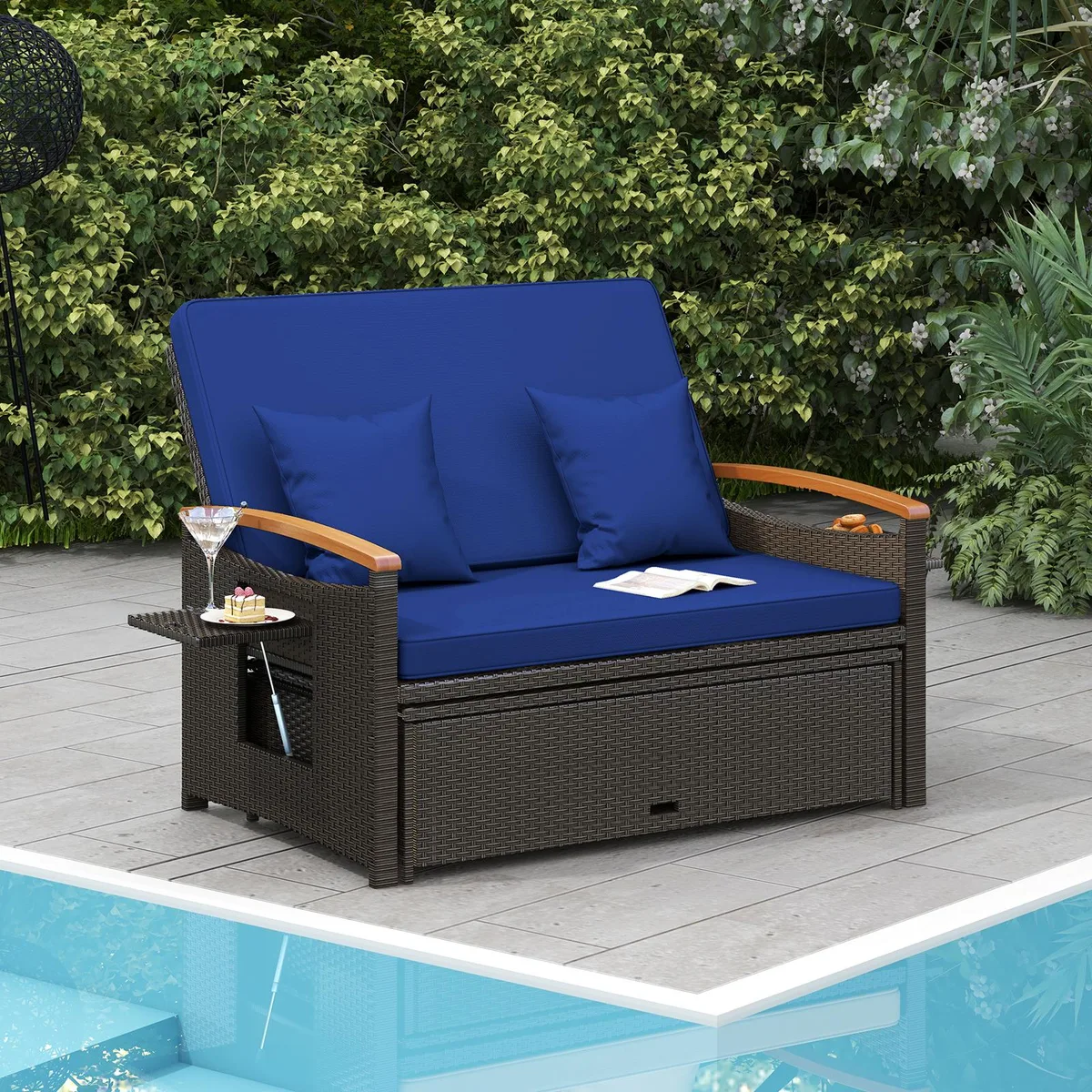 SlickBlue SlickBlue Navy Daybed with Folding Panels &amp; Storage Ottoman — product photo