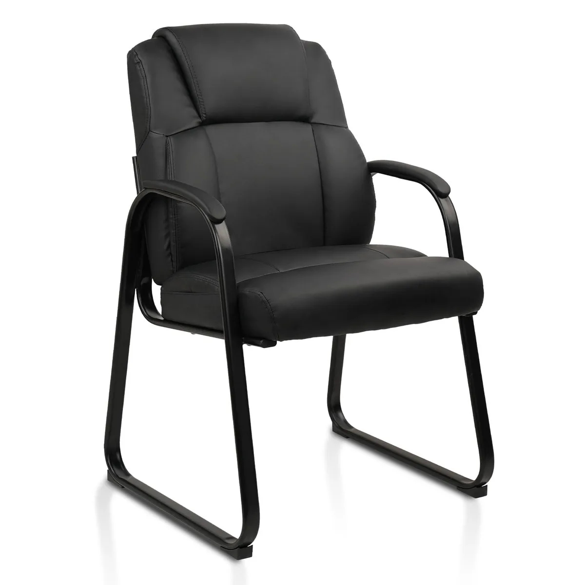Clatina Chairs Clatina Chairs Leather Guest Chair Black Sled Base 275 lbs — product photo