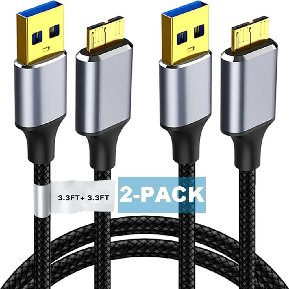 AUTYUE AUTYUE USB 3.0 A to Micro B Cable 2-Pack 3.3ft 6.6ft Gray — product photo