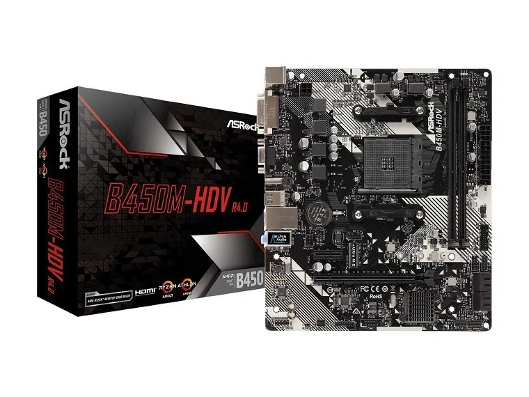 ASRock ASRock B450M-HDV R4.0 AM4 AMD motherboard — product photo