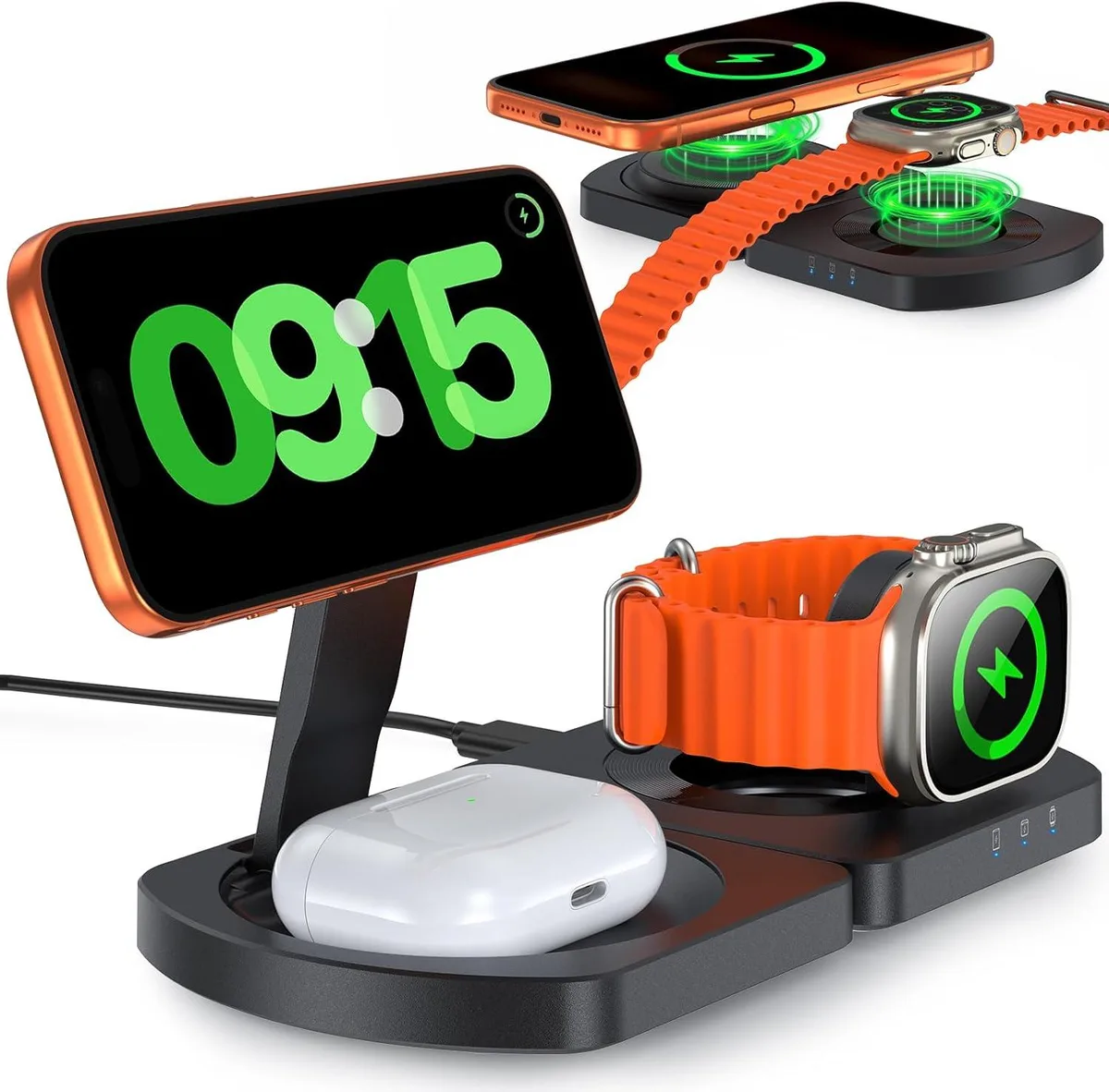Luisport Luisport 3-in-1 Magnetic Wireless Charger Stand Black — product photo