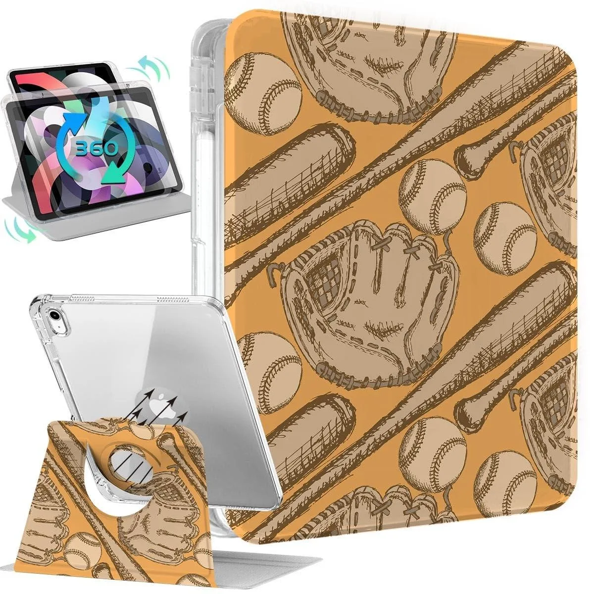 ALSEYE ALSEYE 10.9" iPad 10th Gen Case 360 Rotating Crazy Baseball 2 in 1 accessory — product photo
