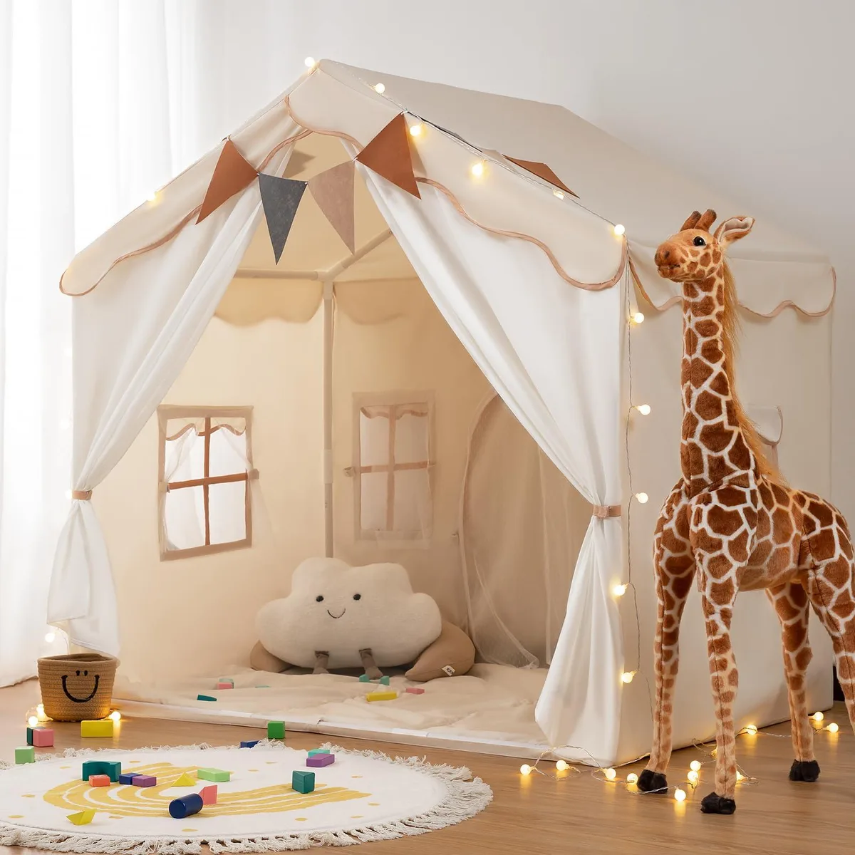  Besrey Kids Play Tent 2 in 1 with Padded Mat and Lights, 51" x 35" x 51 — product photo