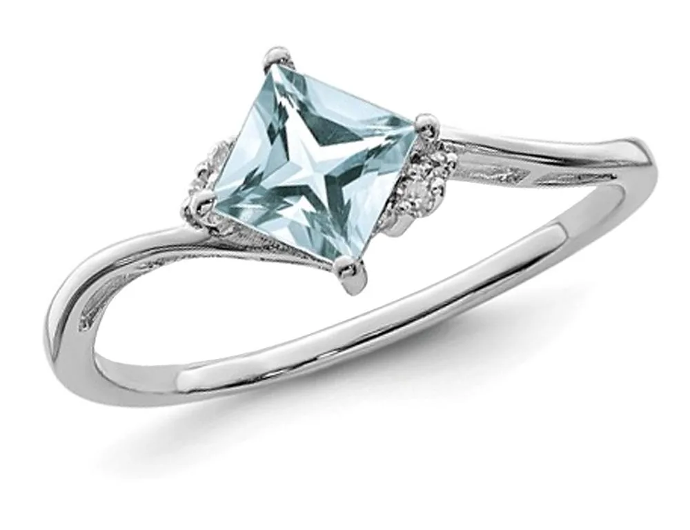 Gem &amp; Harmony Gem &amp; Harmony Princess-Cut Aquamarine Ring 0.55 ct Sterling Silver 925 — product photo