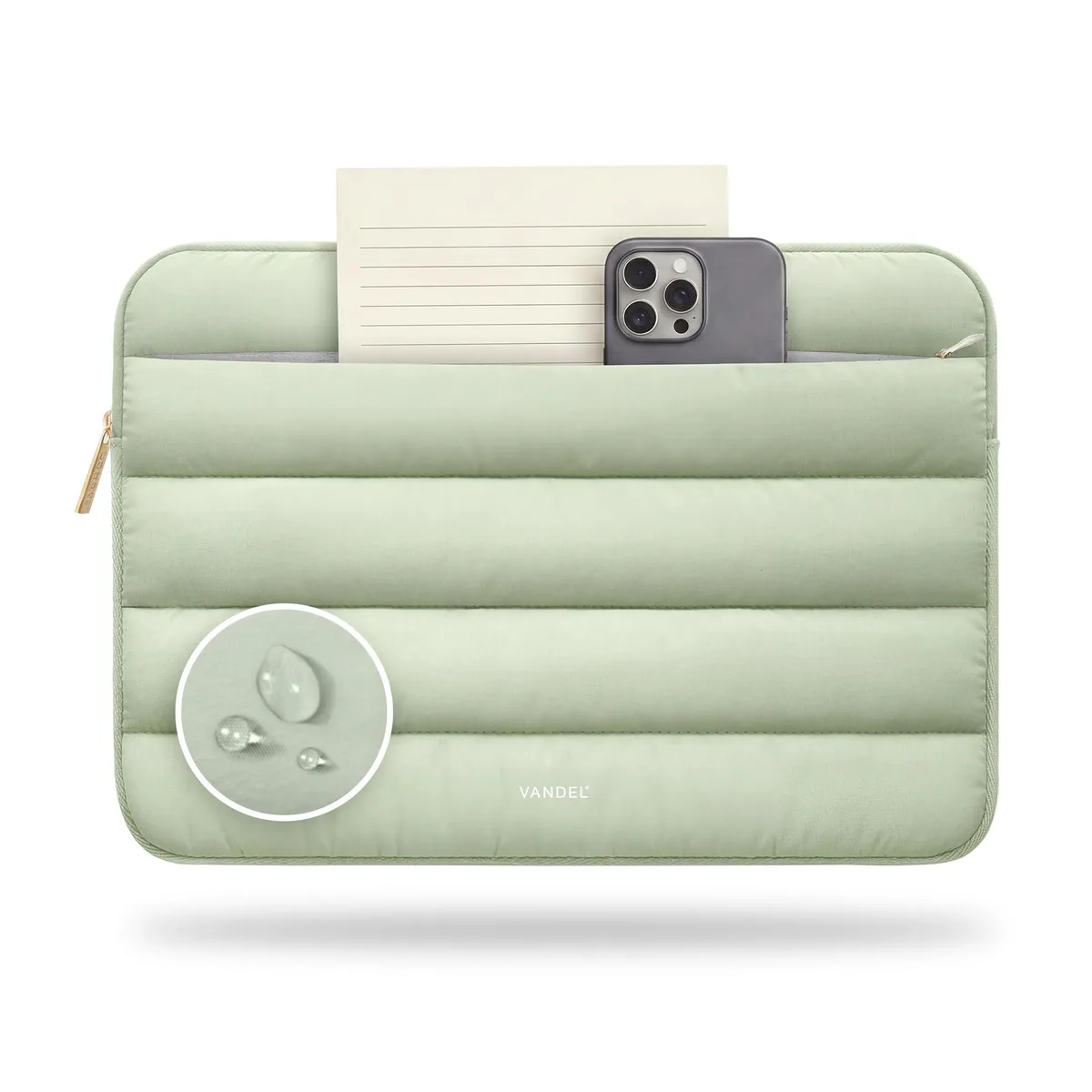  VANDEL Puffy Laptop Sleeve Sage 13-14 inch — product photo