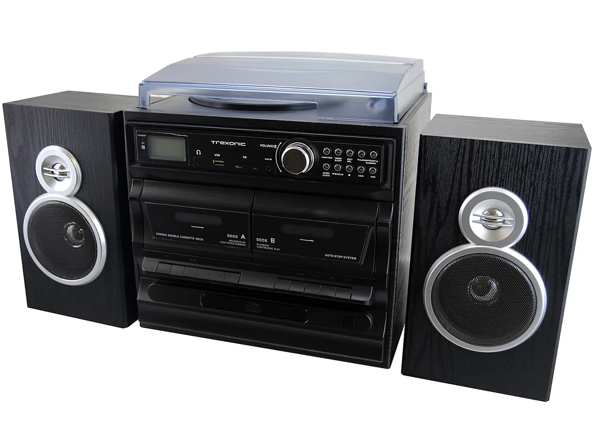 Trexonic Trexonic TRX-811BS 3-Speed Turntable System with CD, Cassette, FM, Bluetooth, USB/SD Recording — product photo
