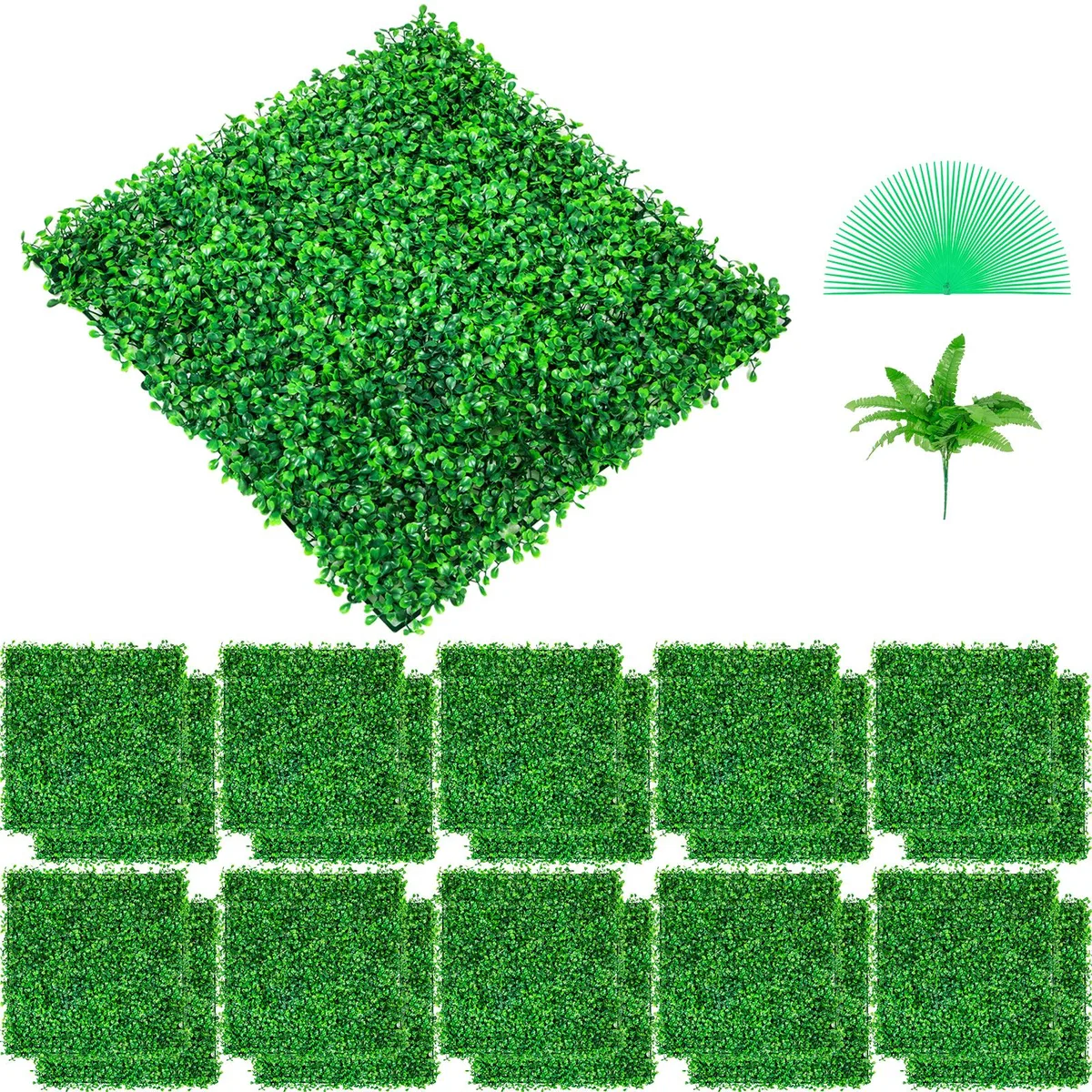 VEVOR VEVOR 24pcs Artificial Boxwood Hedge Panels 10x10in 1.6in Thick — product photo