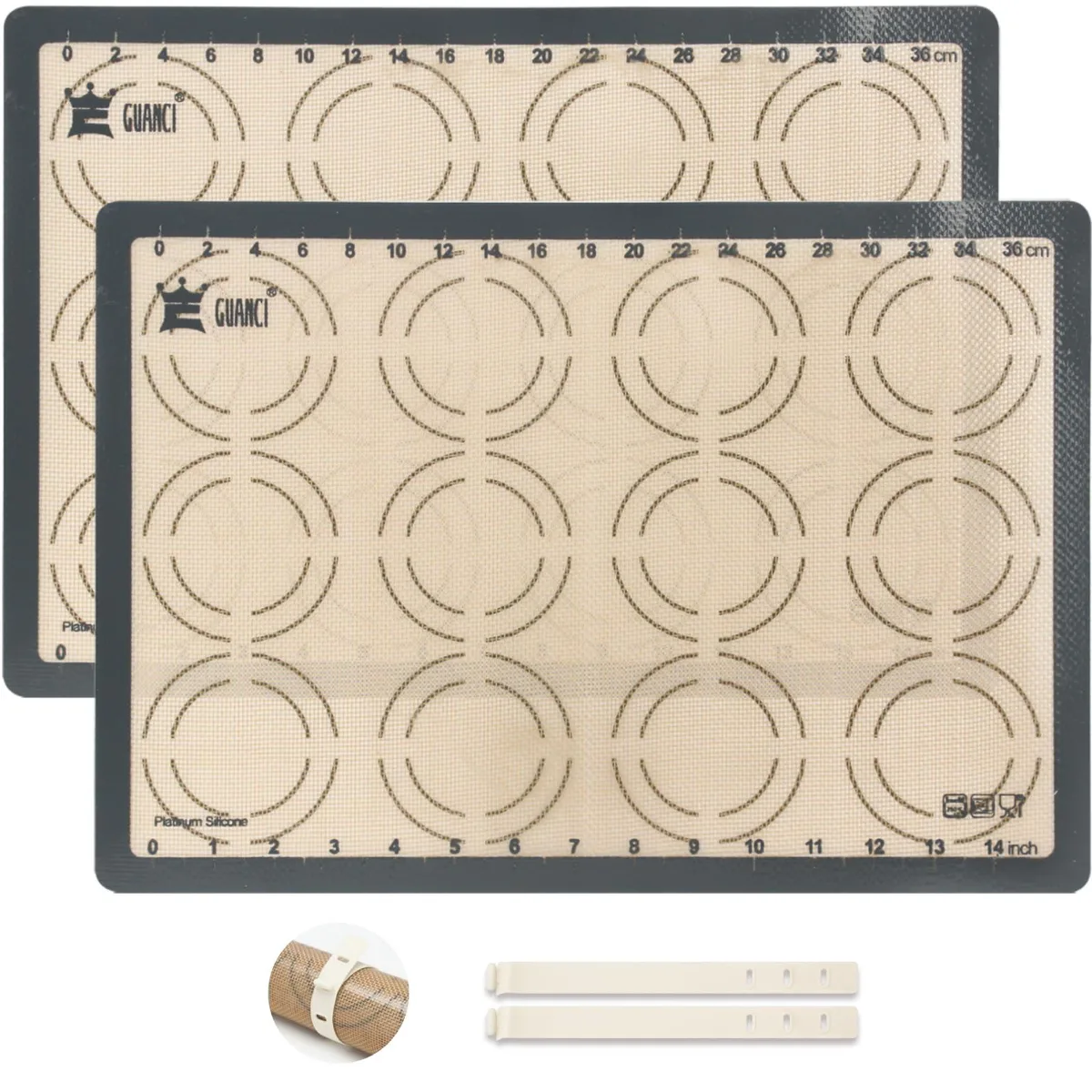 Two grey rectangular silicone mats, 11.6 by 16.5 inches, 0.7 mm thick