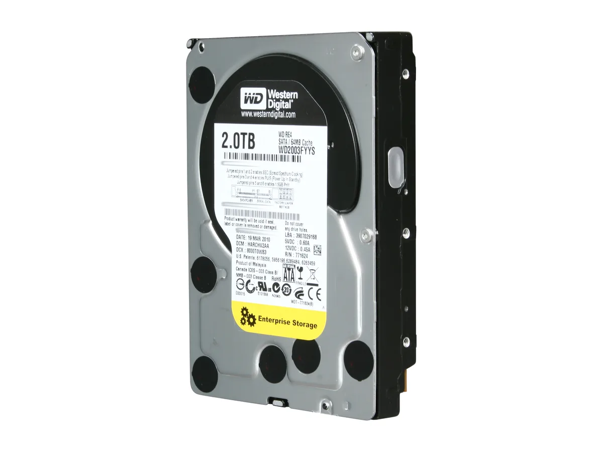 Western Digital Western Digital RE4 WD2003FYYS 2TB 7200 RPM 64MB SATA 3.0Gb/s 3.5" internal hard drive — product photo