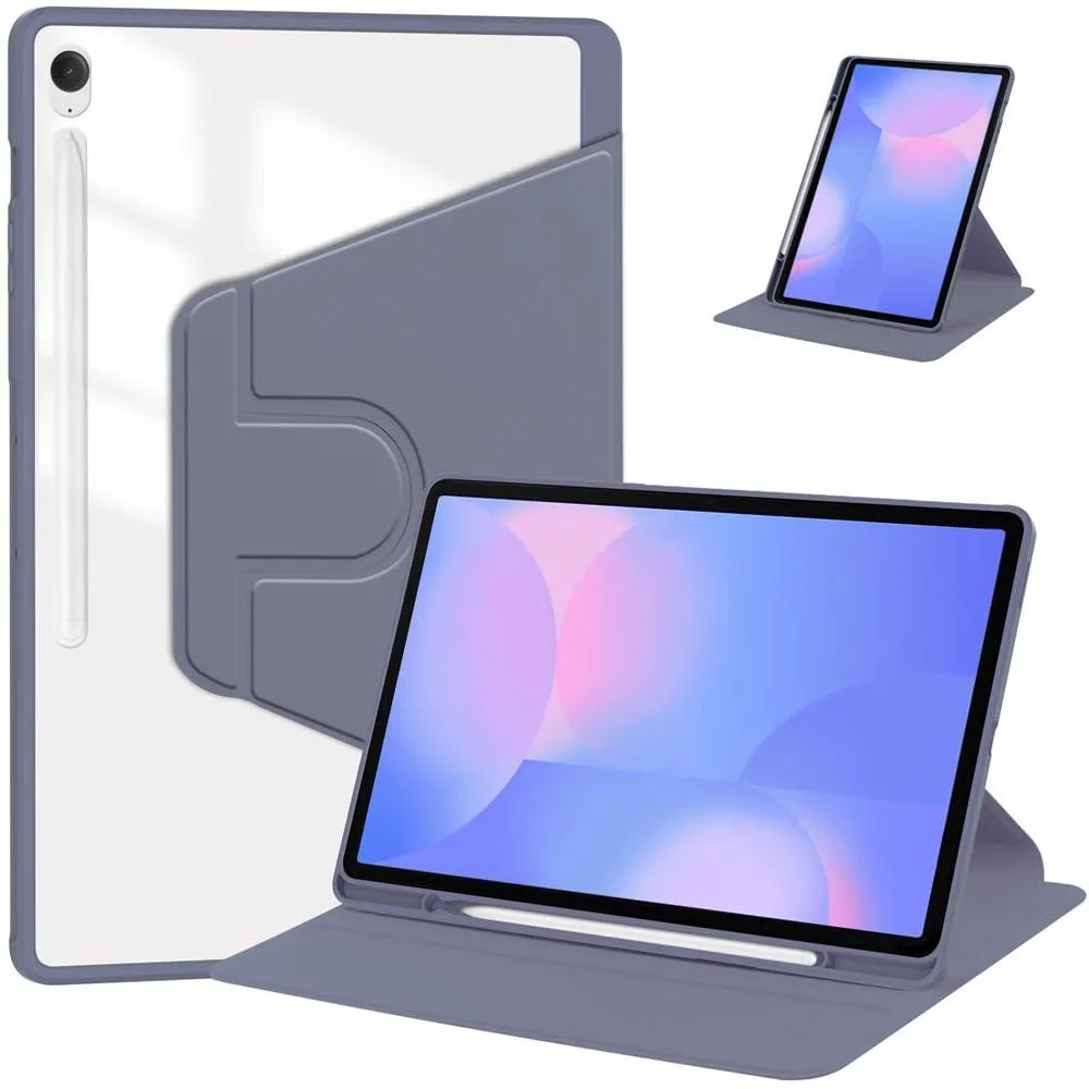 Lavender gray acrylic case with 360° rotating kickstand and pencil holder for 13.1" tablet
