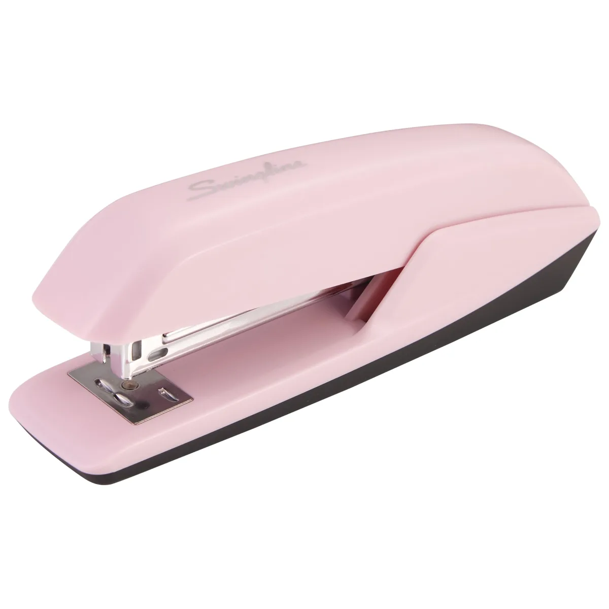 Blush pink desktop stapler, compact plastic body, modern style