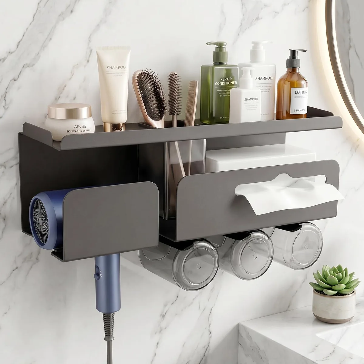  TIMBERHIDE Bath Storage Grey 3.9"H x 5.7"W x 12.5"L — product photo
