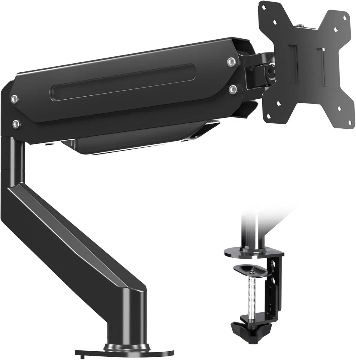 PISKEKAT PISKEKAT Server Rack Mounting Rack 17-33in 22lbs 75x75 100x100 C-Clamp Grommet 3.85in Full Motion Black — product photo