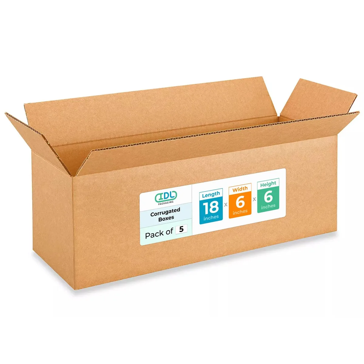  Durable Packaging B-1866-5 Corrugated Shipping Boxes 18 x 6 x 6 in 5-Pack 200 lb — product photo