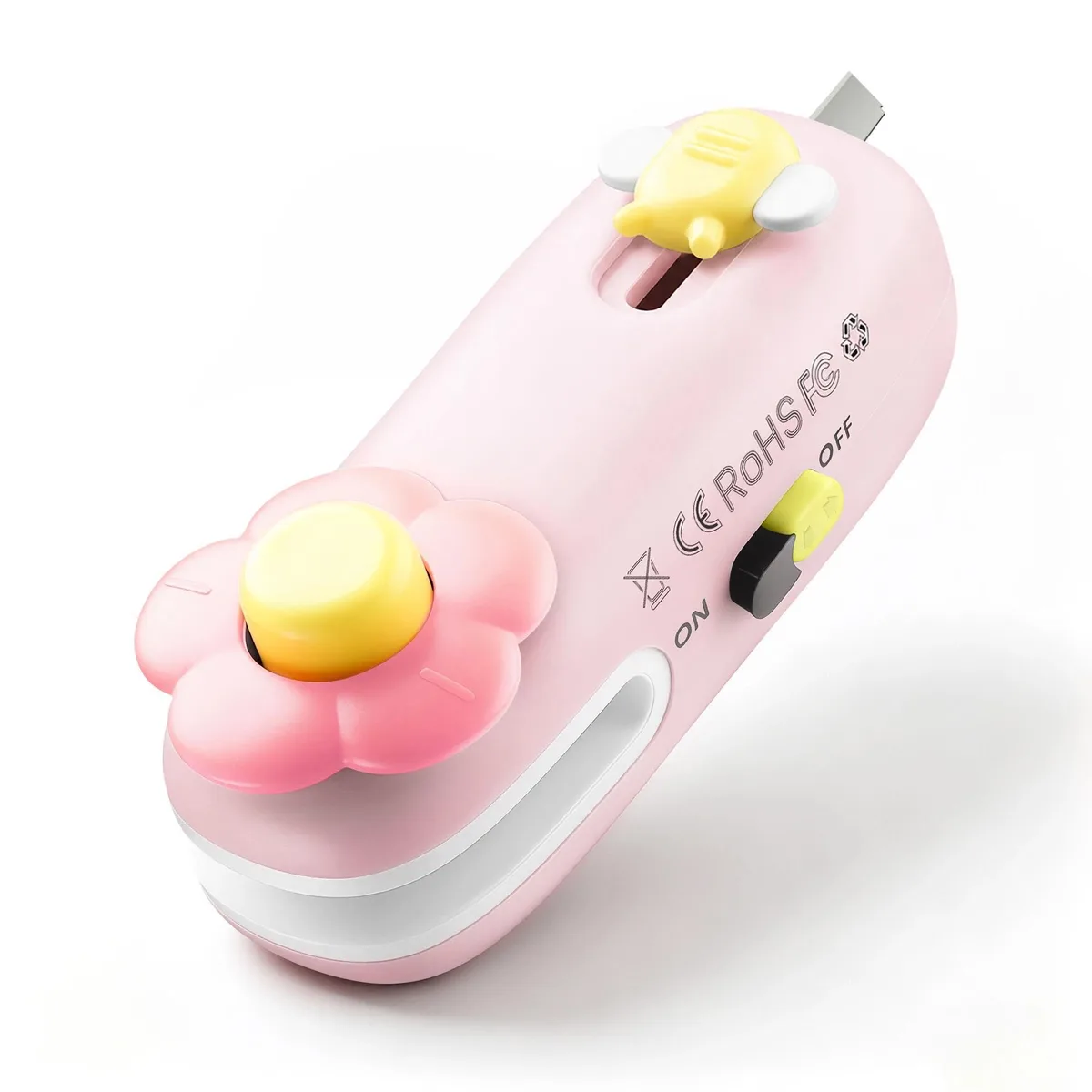 Pink handheld bag sealer with cutter and magnet .18 lbs