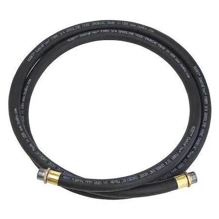 Black nitrile fuel hose 14 ft long with stainless steel NPT fittings on both ends
