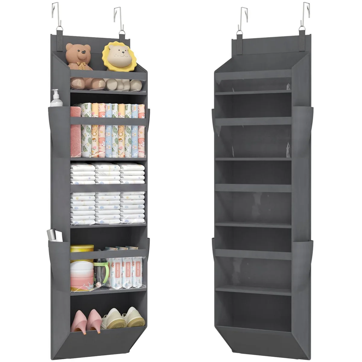  Decolav LH24091.01GY.V1.M02 Over Door Organizer 5 Section 40 lbs Dark Gray — product photo