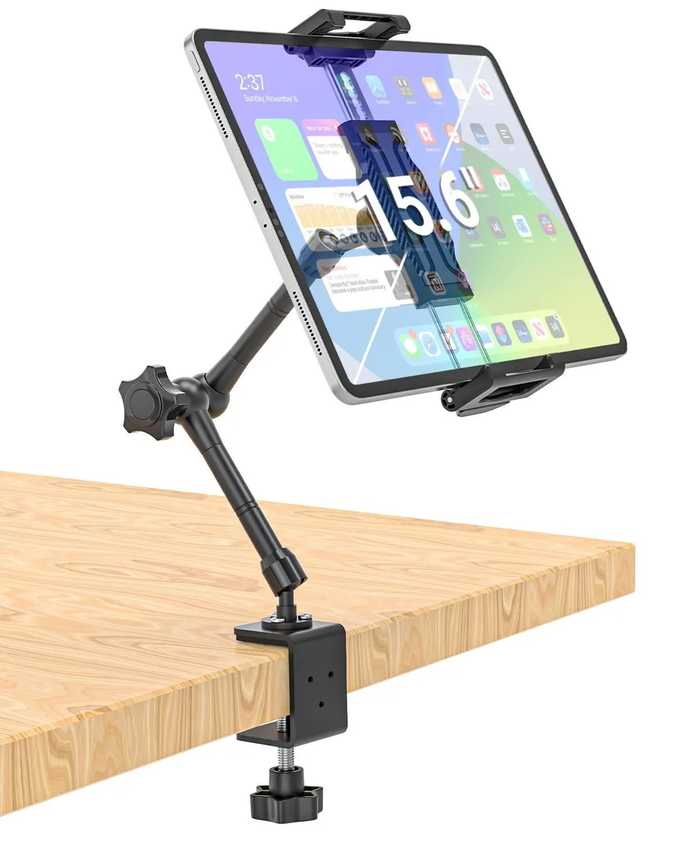 Batianda Batianda Metal Kitchen Tablet Stand 6.1-15.6" 360° Foldable Rotation Aluminum Holder 2 in 1 Accessory — product photo