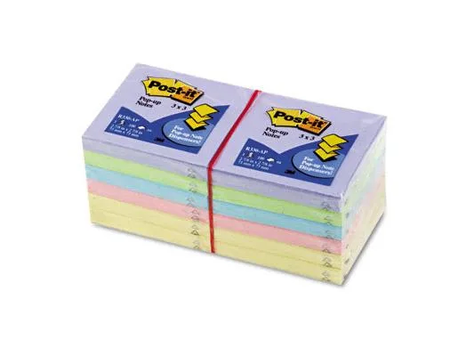 3M 3M R33012AP Post-it Pop-up Refill 3x3 Assorted Marseille 100-Sheet 12/Pack — product photo