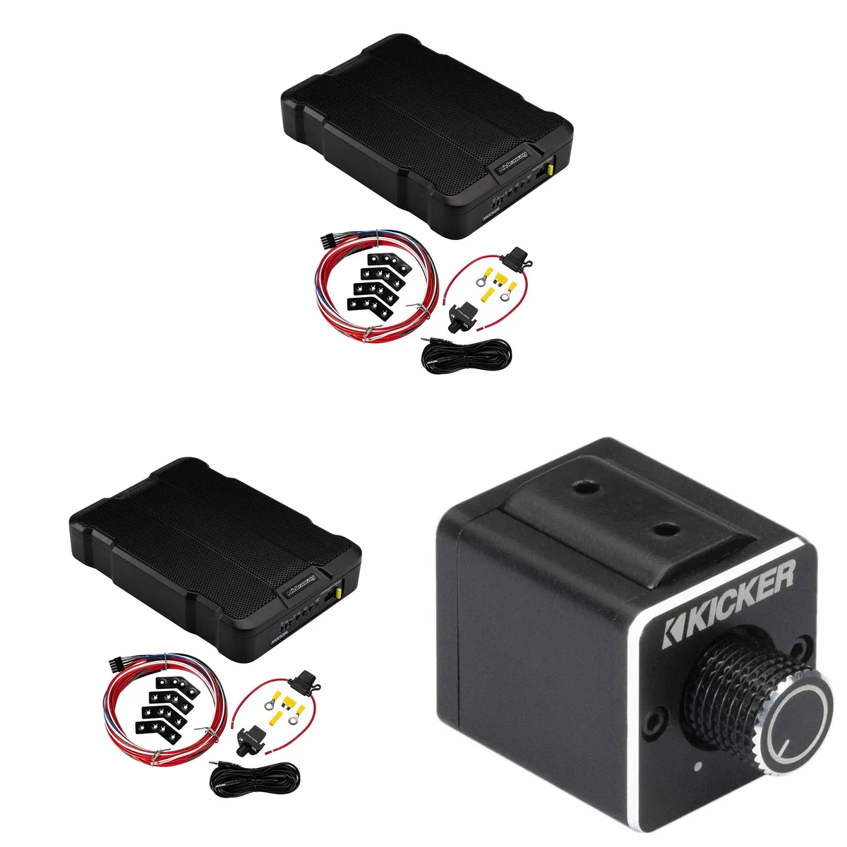 KICKER KICKER 51HS12 12-Inch Powered Subwoofer Pair with 51DBRC Dual Bass Remote — product photo