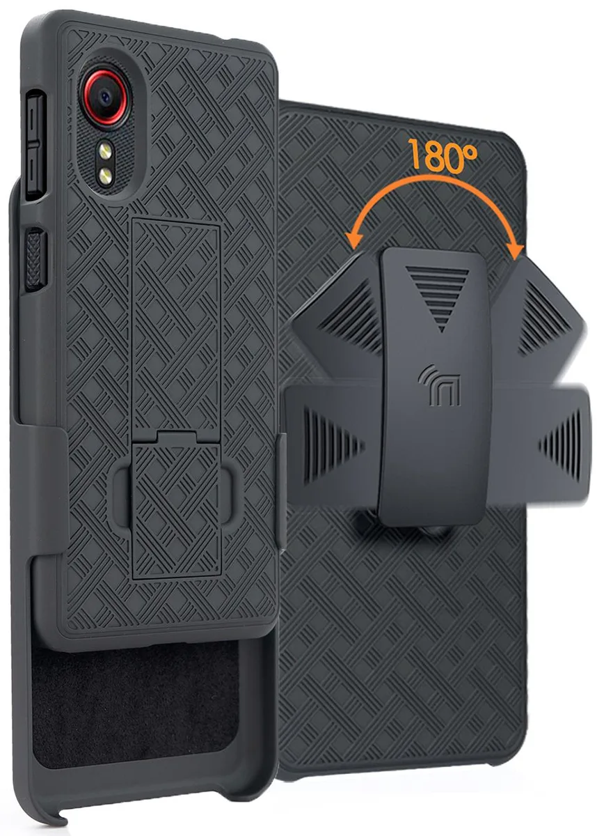 Nakedcellphone Nakedcellphone Kickstand Case + Belt Clip Holster Combo Black for Samsung Galaxy XCover 5 (SM-G525) — product photo
