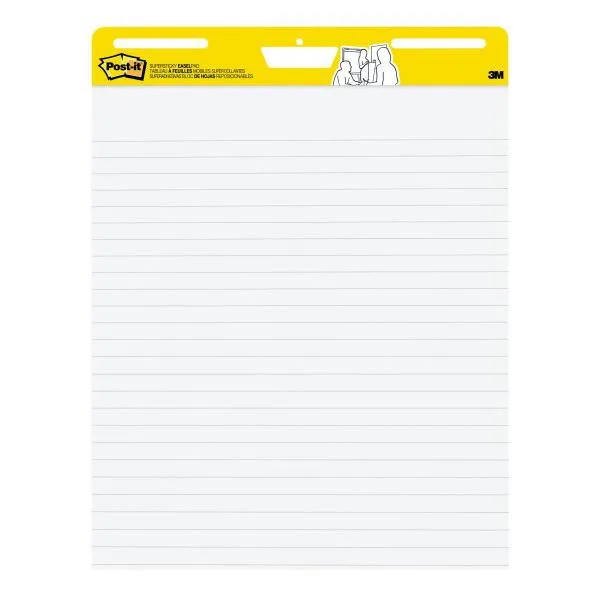 Large white lined easel pad with handle and adhesive sheets