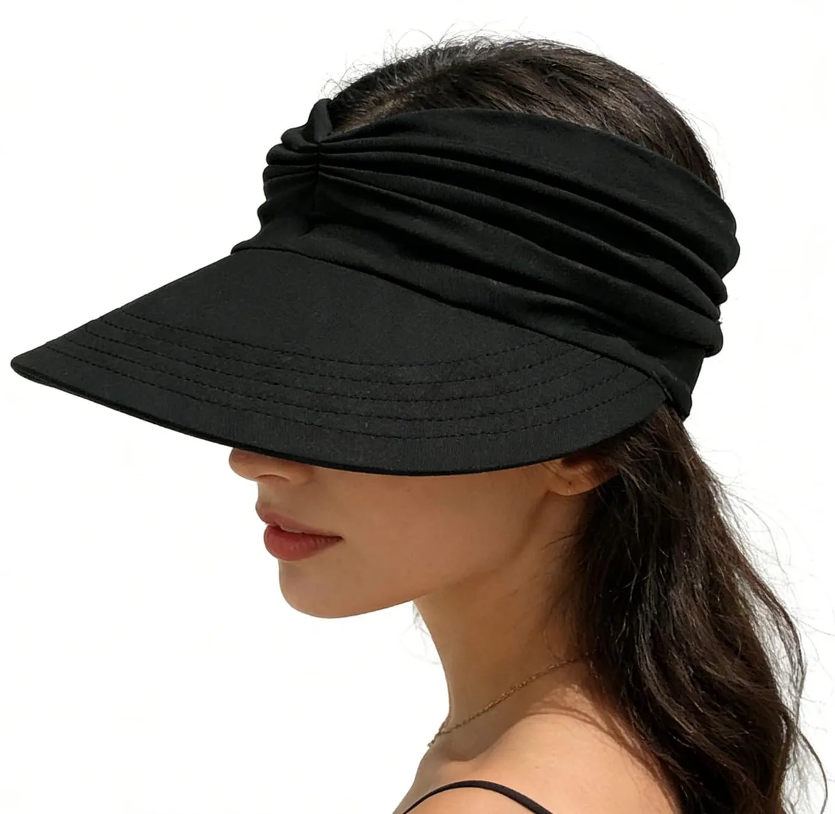  OECECR 7A-GHXO-IEWK Women's Sun Visor Hat Black 3.8" Brim UPF 50+ — product photo