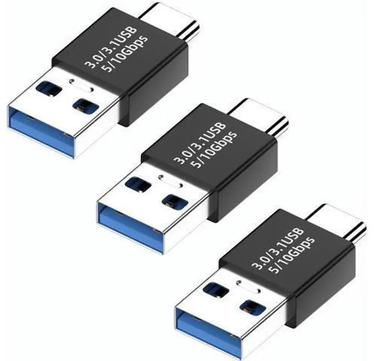 SMUGDESK SMUGDESK USB 3.1 A Male to Type-C Male Adapter 3 Pack 10Gbps Black — product photo
