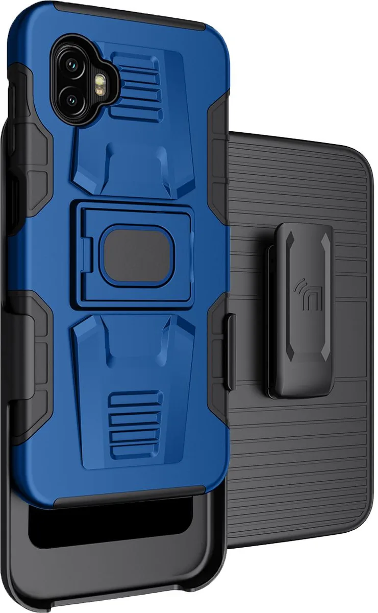 Nakedcellphone Nakedcellphone Magnetic Grip Ring Stand Case + Belt Clip Holster Blue Samsung Galaxy XCover 6 Pro 2022 SM-G736 — product photo