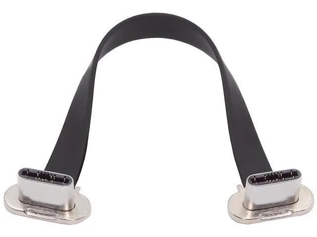 Flat dual 90° angled USB-C cable, ultra slim ribbon design