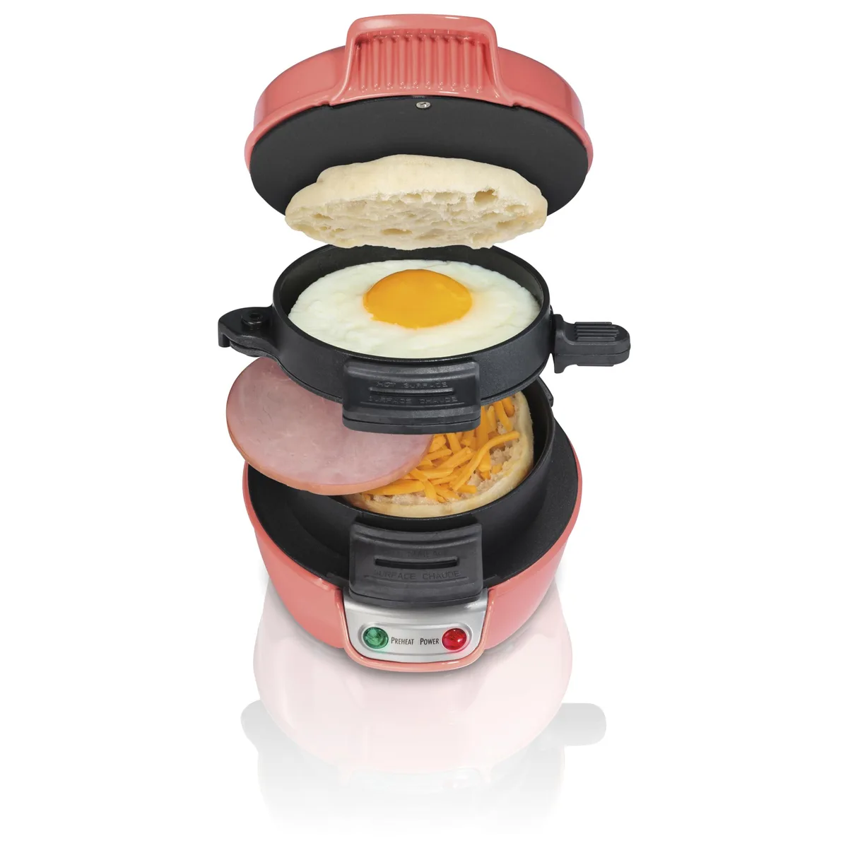  Hamilton Beach Breakfast Sandwich Maker Coral 25483 — product photo