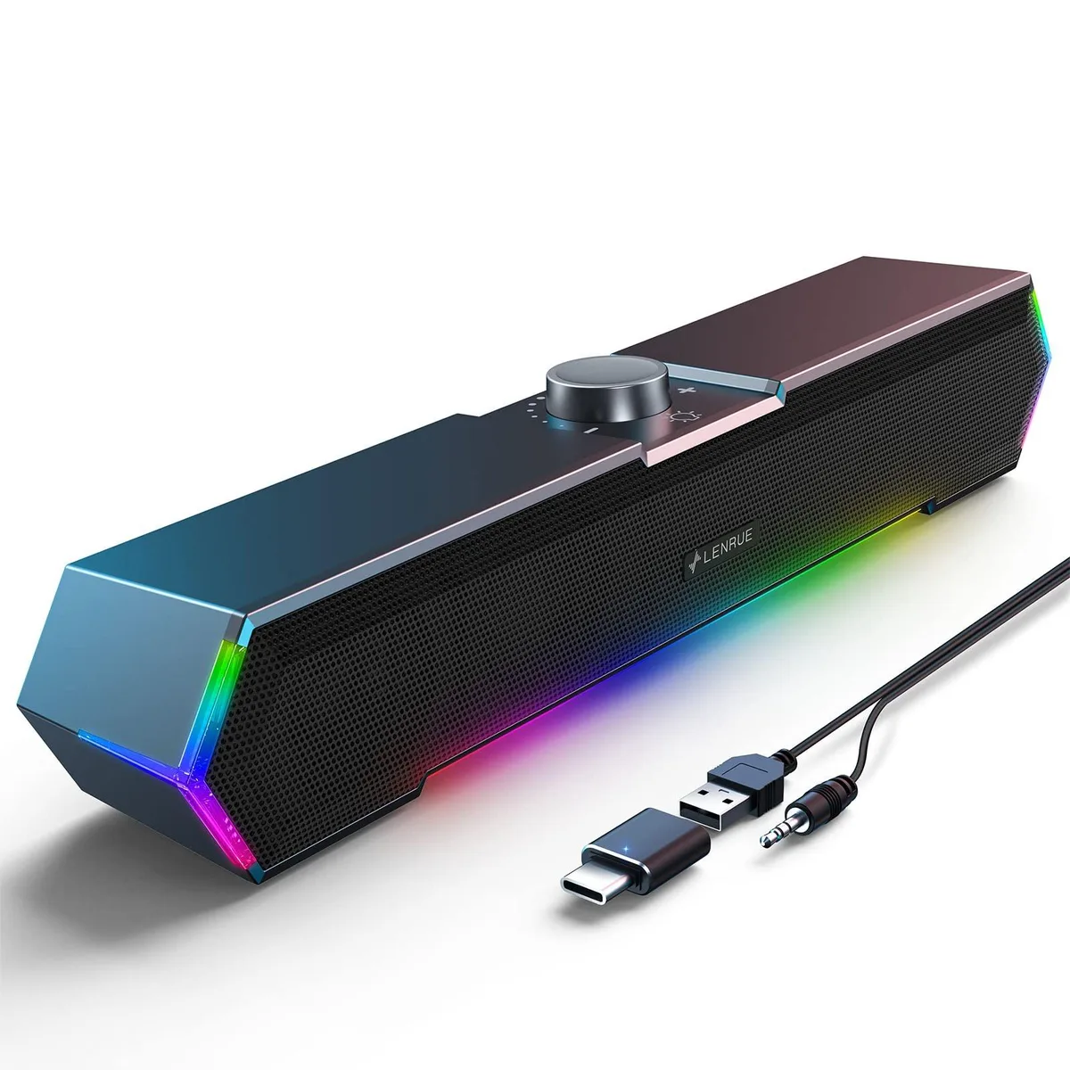  LENRUE G11 2.0 Computer Speakers 5 W USB-C AUX Black — product photo