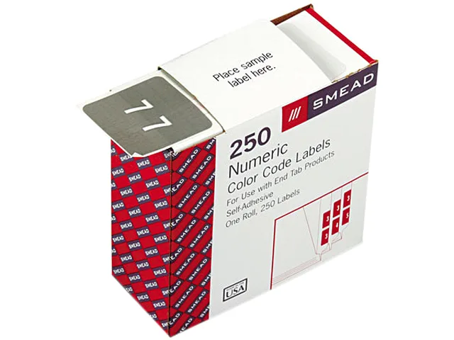 Smead Smead 67427 End Tab Label Number 7 White on Gray 250 Roll — product photo