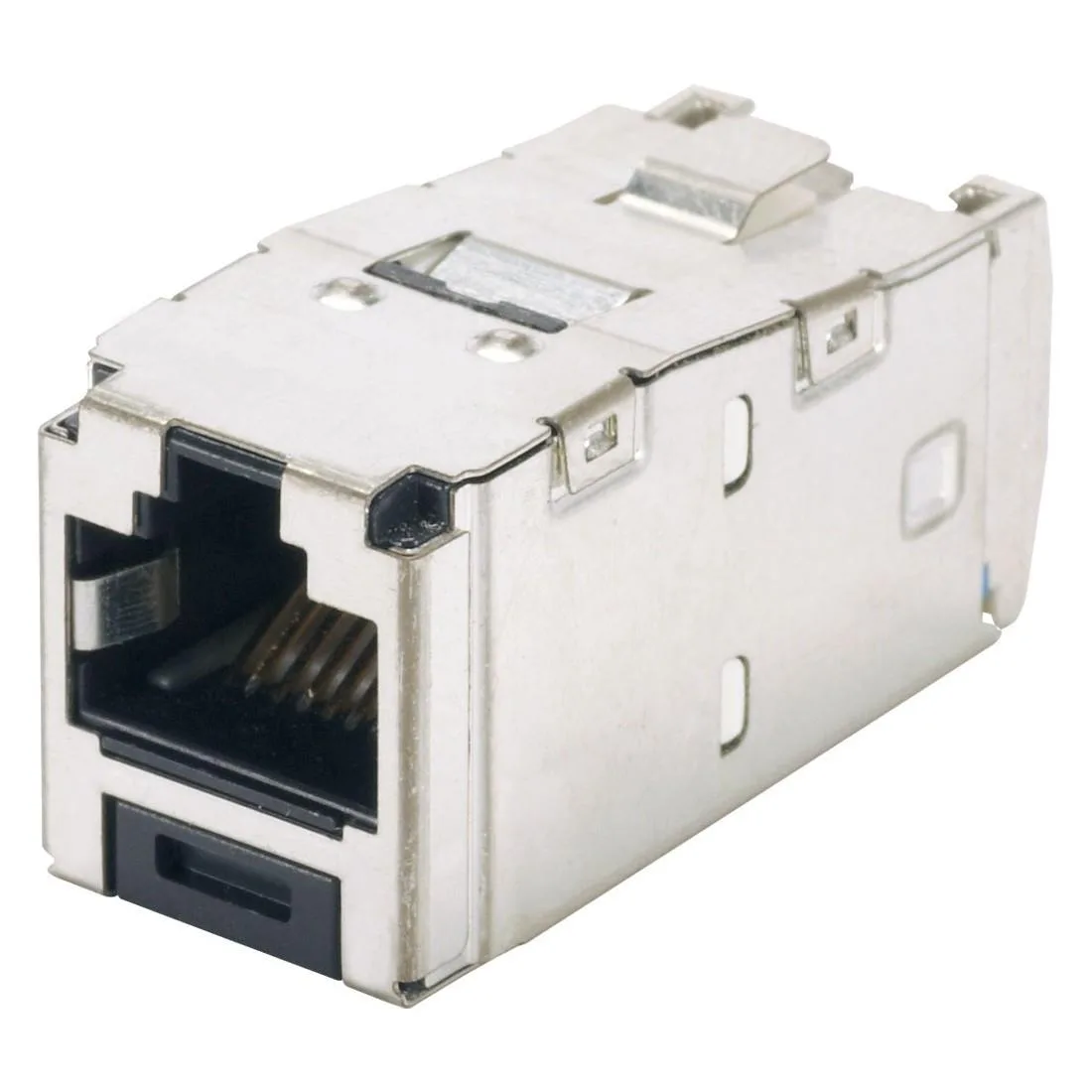 Panduit Panduit CJS6X88TGY Category 6A RJ45 10 Gb/s 8-position 8-wire shielded black module — product photo