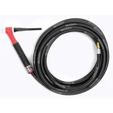 Miller Weldcraft WP-17-25-R TIG torch kit, air-cooled rigid neck, ribbed Diamond Grip handle, long back cap included