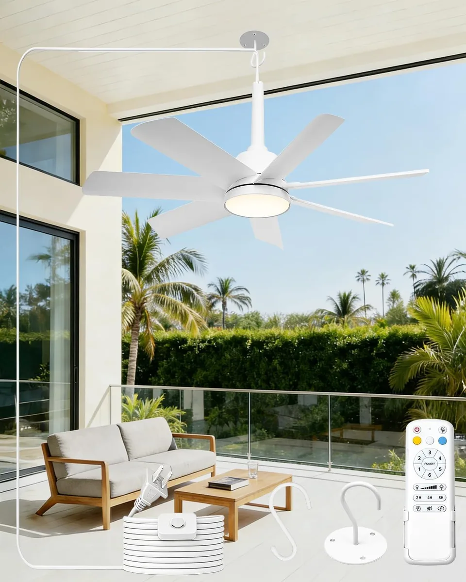  Westinghouse 28in Outdoor Ceiling Fan White IP65 3CCT Remote — product photo