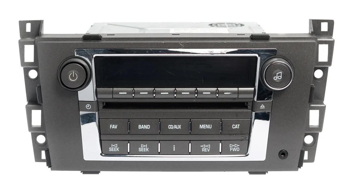 1 Factory Radio 1 Factory Radio 25818943 receiver 2007-2009 Cadillac DTS AM FM Radio CD MP3 Player Auxiliary Port Part ID — product photo