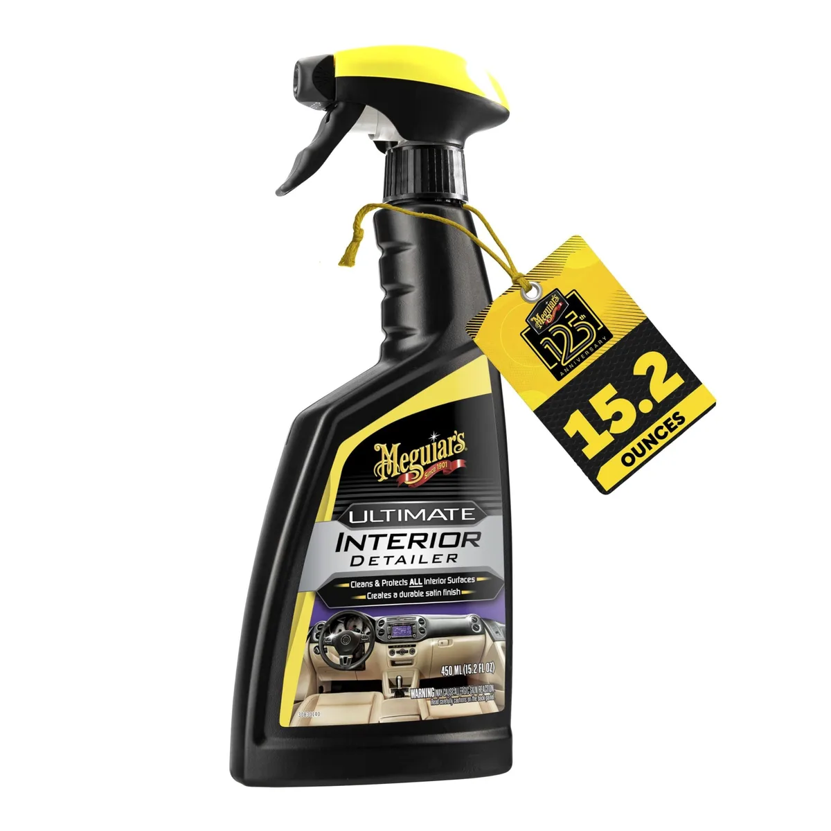 Blue spray bottle, 15.2 oz interior detailer, 10 by 4 by 27 cm