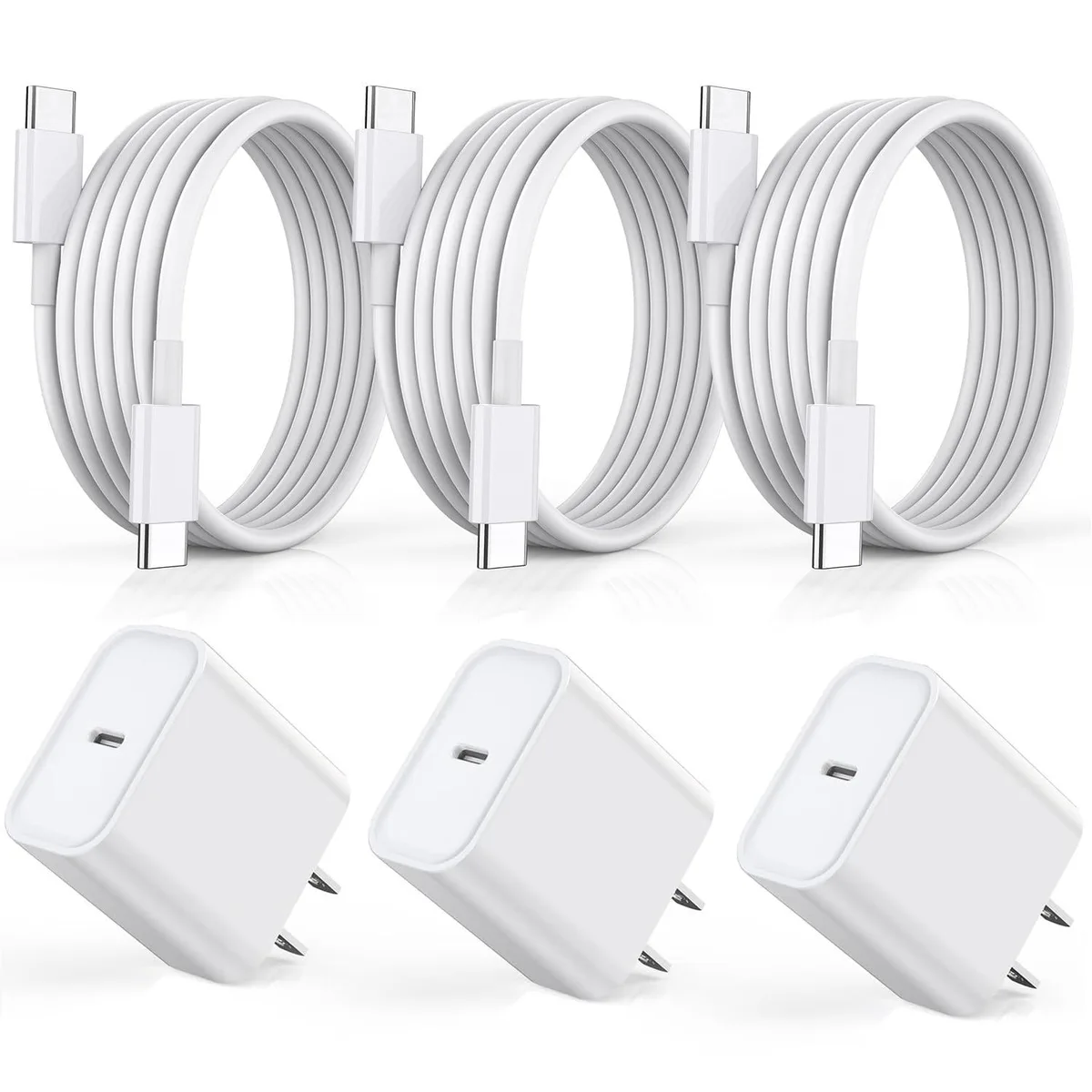 No Sew No Sew A2696 3-pack 20W USB-C charger with 6ft cable — product photo