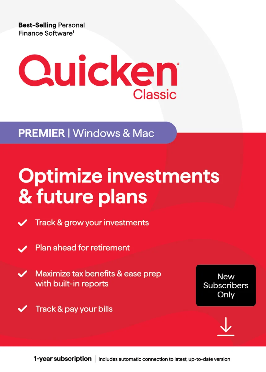 Quicken Inc. Quicken Inc. 170488 Classic Premier accounting 1 year Windows Mac download — product photo