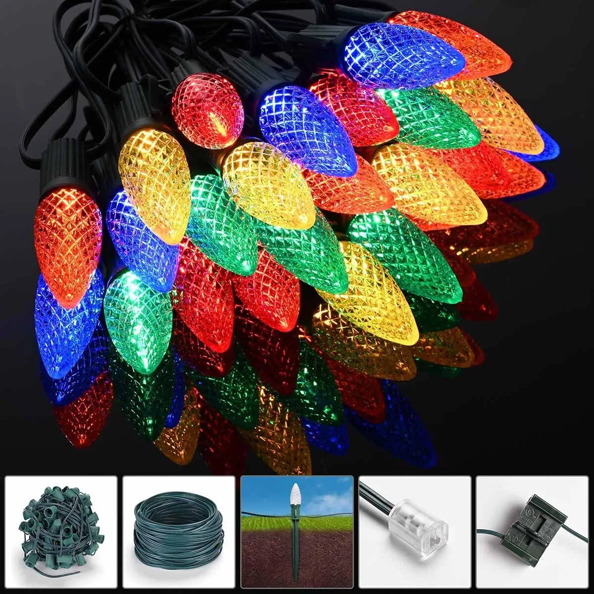 Yescom USA, Inc. Yescom USA, Inc. 11SSL027-YARDSET-04 100 ft C9 LED string light 100 stakes — product photo