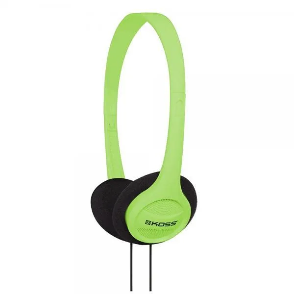 Green on-ear headphones with adjustable headband