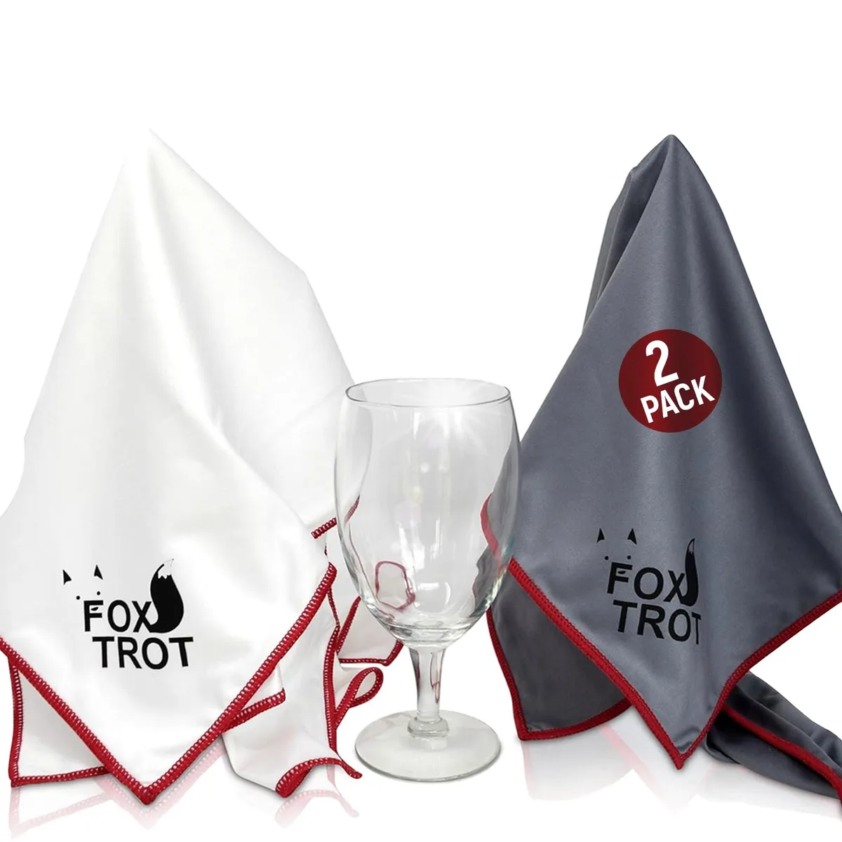Fox Trot Microfiber Polishing Cloths 2 Pack White Gray 23x20in — product photo