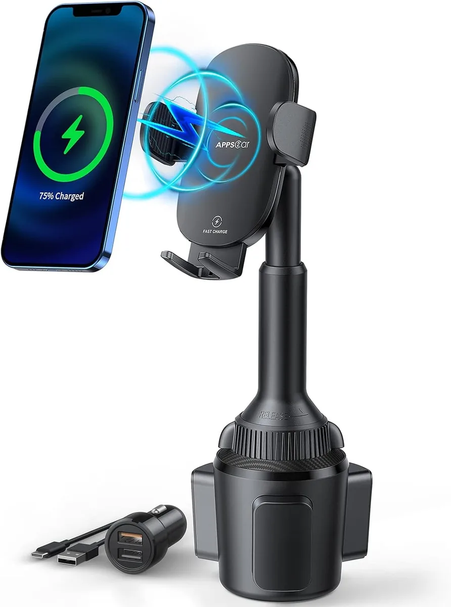 Keyence Keyence Cup Holder Phone Mount 15W Qi 360° Adjustable Arm — product photo